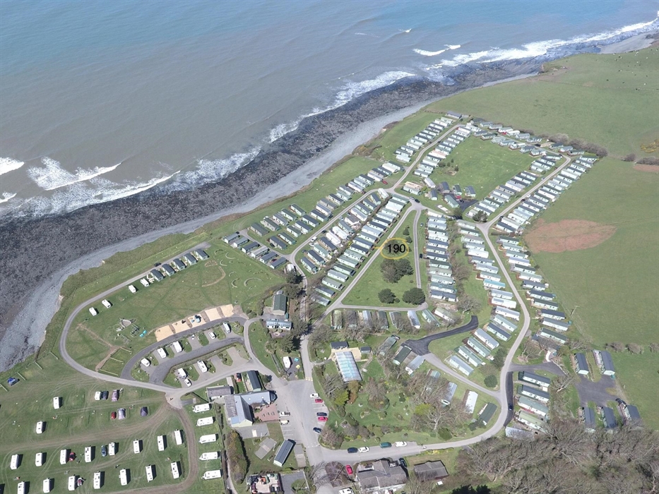 Looking North Westerly into Cardigan Bay birdseye view of Morfa Bychan Holiday Park