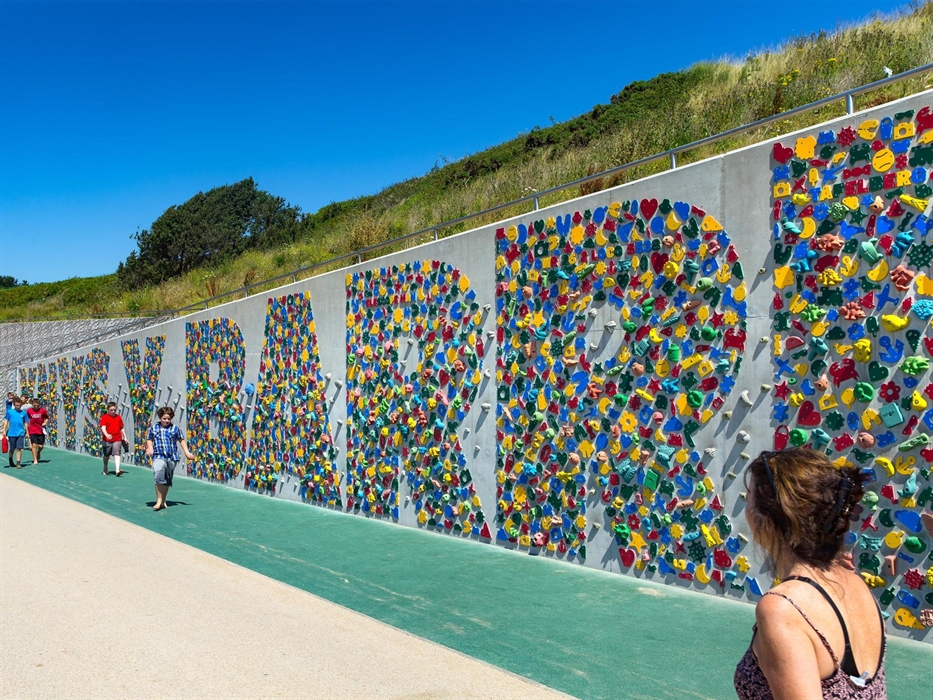 The climbing wall at Barry Island.