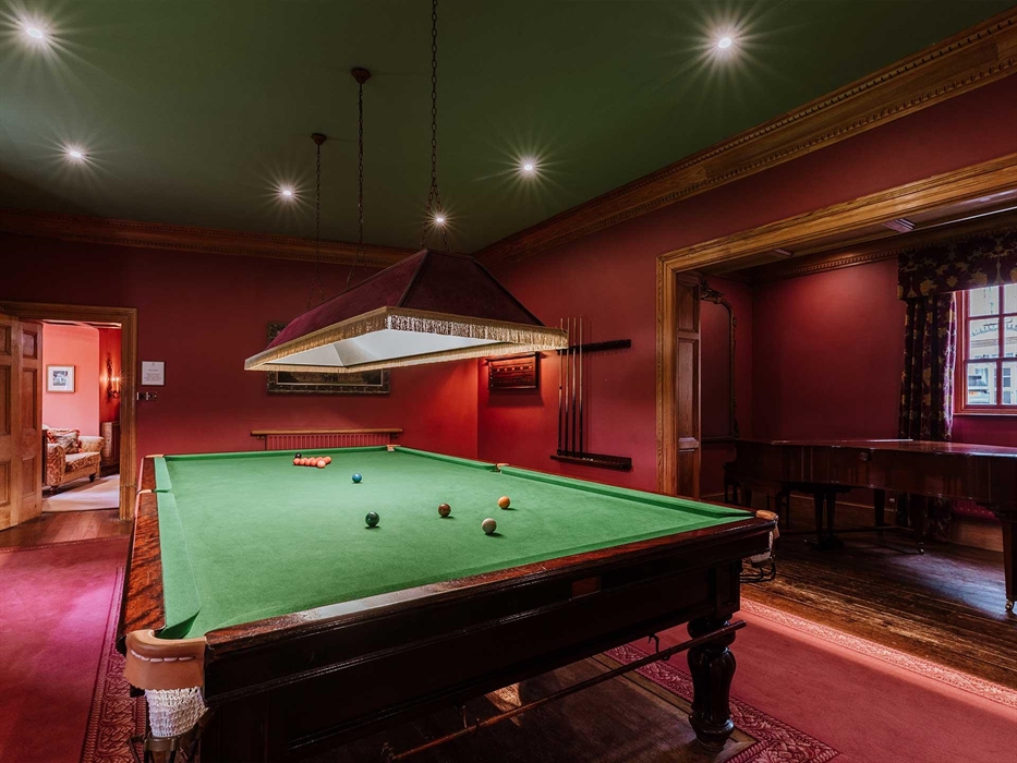 A Large snooker table waits for family and friends to pot a few balls while enjoying a drink or two. Take a seat at our Bechstein baby grand to show o