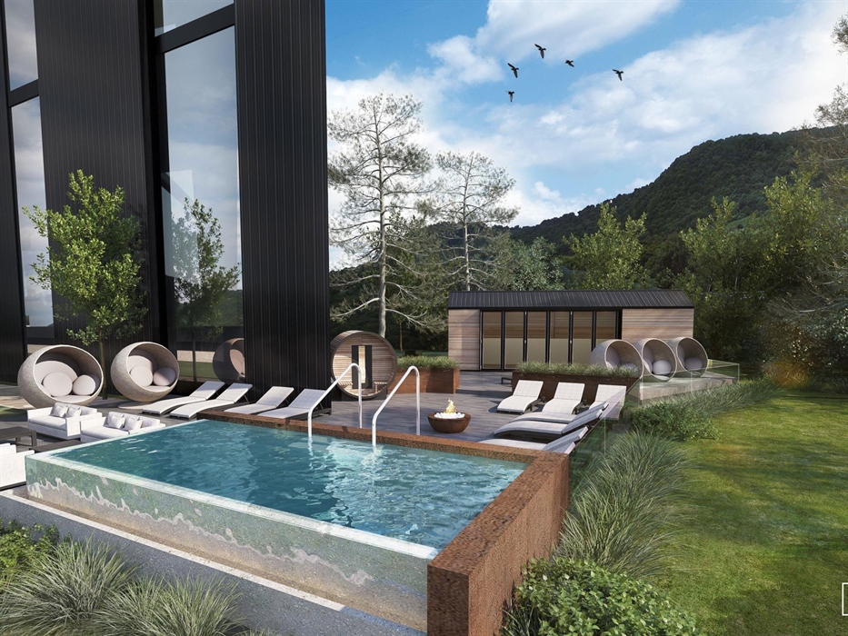 Artist's impression of the exterior spa space