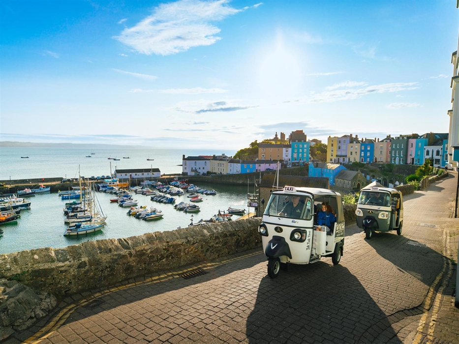 The famous Crackwell Street and harbour of Tenby