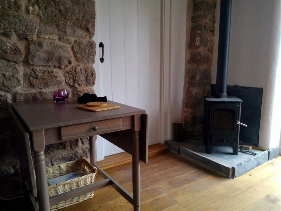 The log burner provides warmth in the Winter. We provide your first trug of logs.