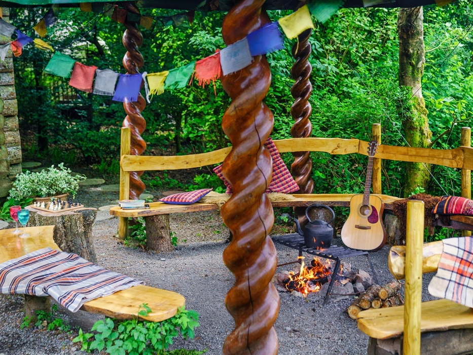 Although each of our Tipi's and Yurts have their own private campfire area. We also have this large undercover fire pit area which is great as a share