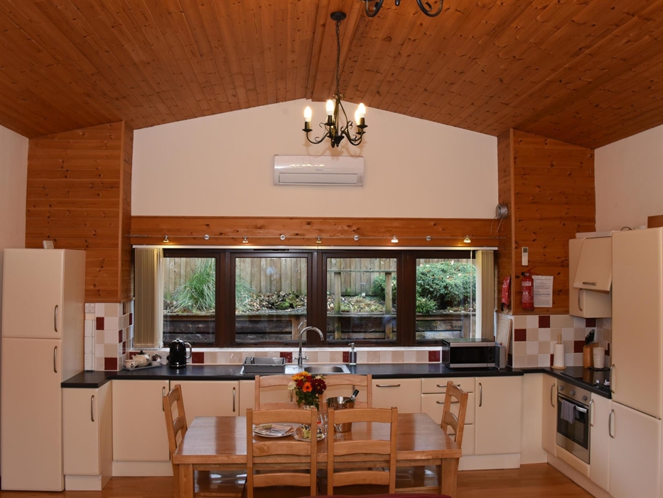 Fully equipped kitchen with built in appliances.