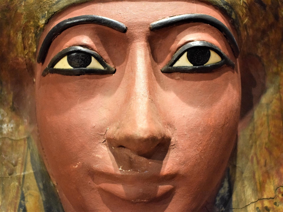 Wooden coffin lid of a person.