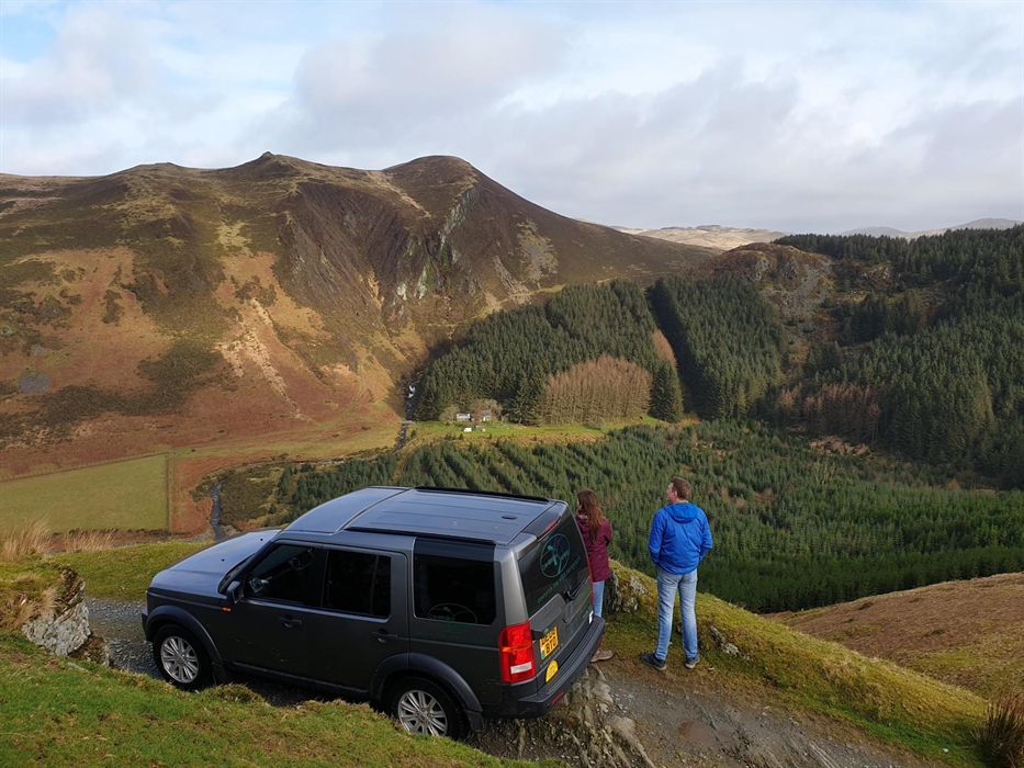 Enjoying the view on a Cambrian Safaris tour in North Ceredigion.