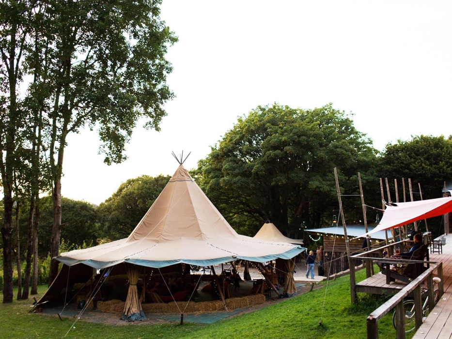 The giant hat tipi and lodge terrace