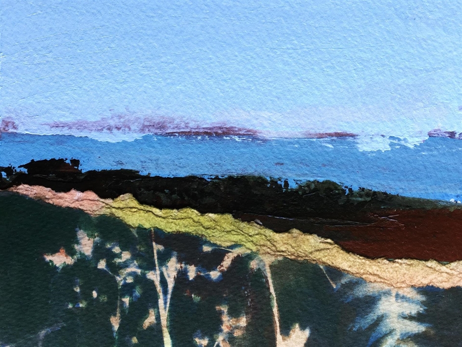 Bracken Coast - mixed media on card