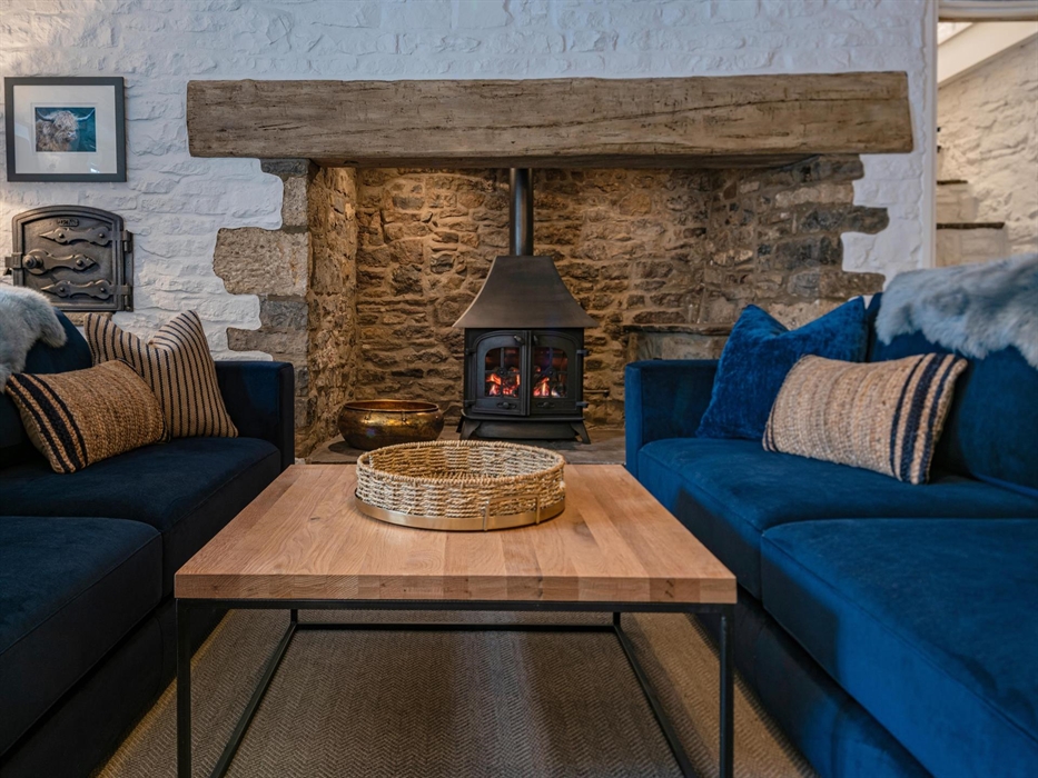 Fireplace in the second lounge area