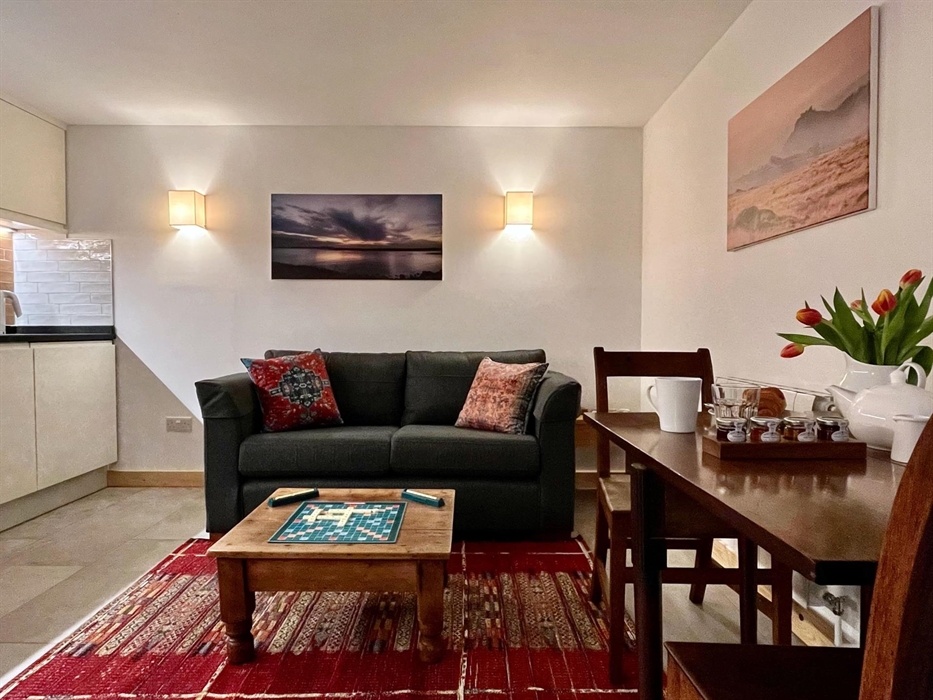 The open plan kitchen-lounge-dining space