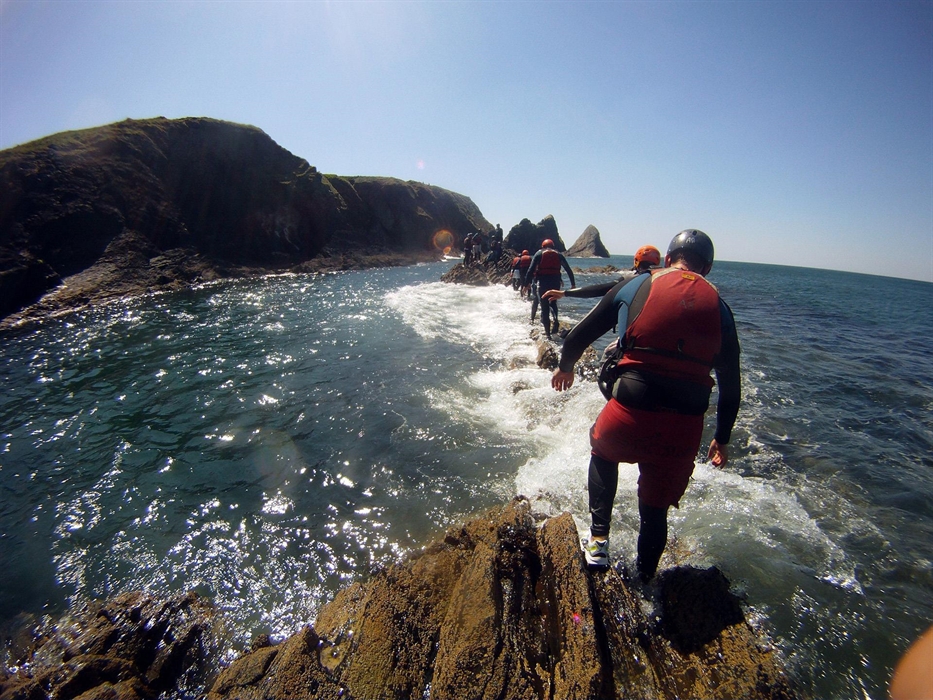 Coasteering in Moylgrove ceibwr bay
