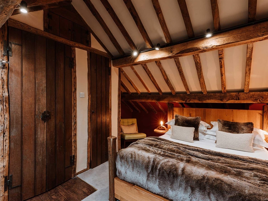 Bedroom Five is without doubt our most unusual room! This second floor room is reached by an open oak staircase and looks out over the courtyard and i