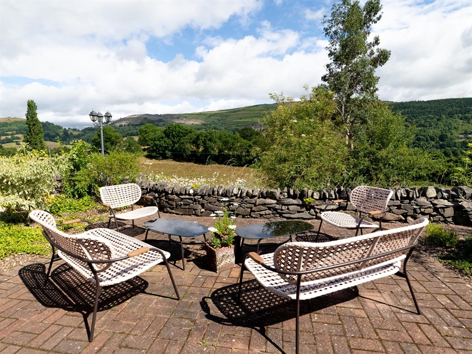 View from the terrace across the Dee Valley