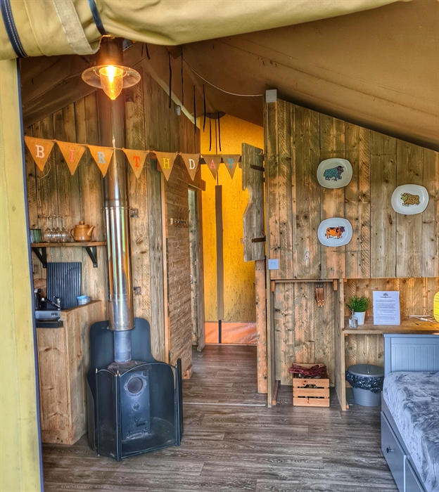 interior of a safari tent
