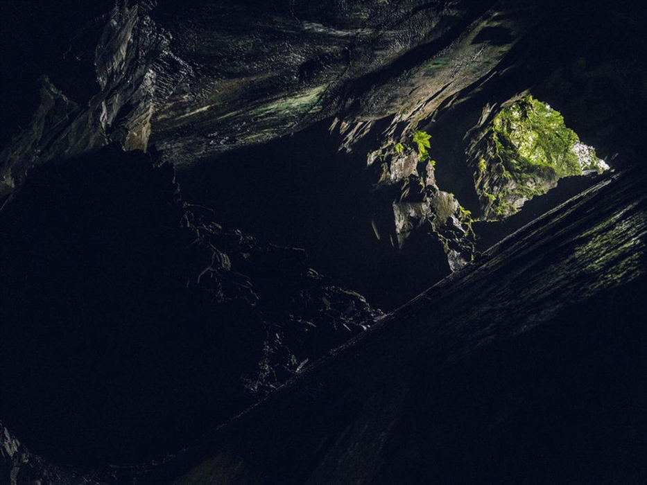 Looking up to daylight on a Corris Mine Explorers visit
