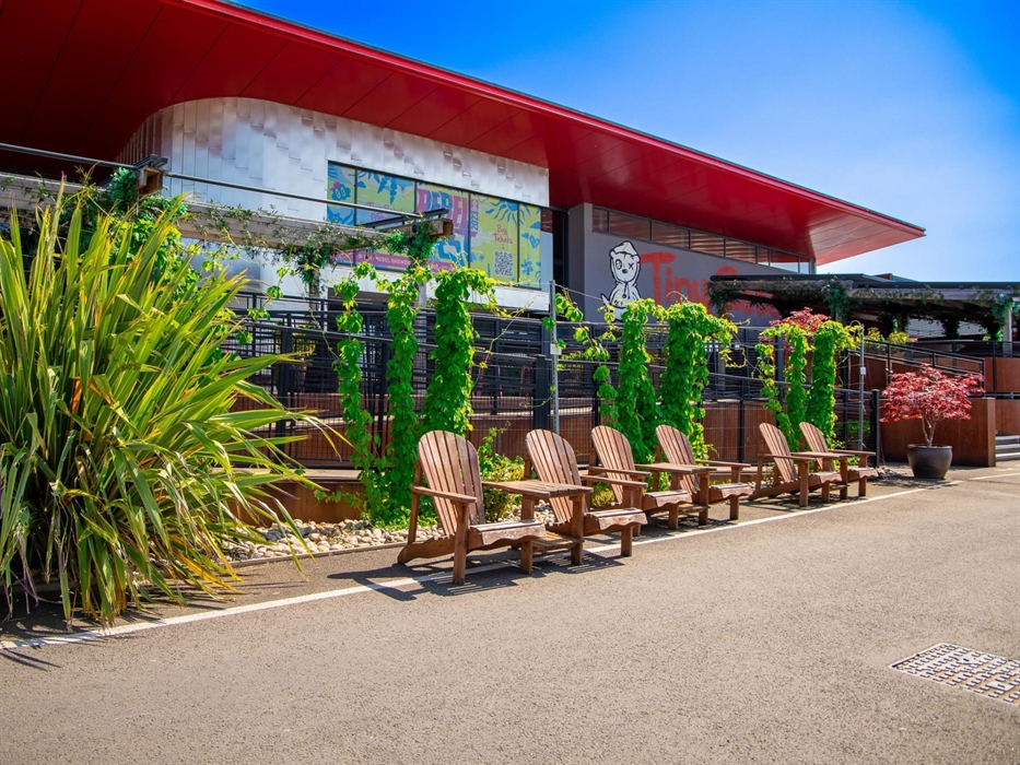 Outside the Tiny Rebel brewery and taproom.