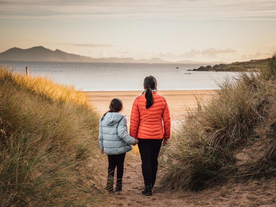 Views to Eryri National Park from Newborough National Nature Reserve