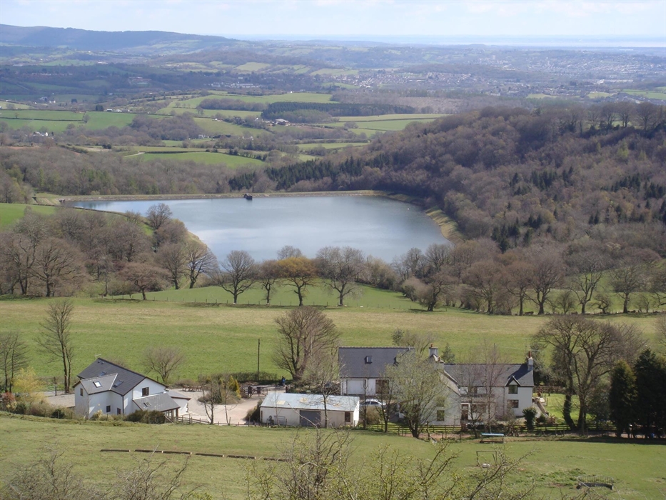 view from the hill of cottages and the view.