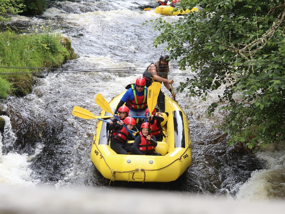 The Rafting Safari is also on the Tryweryn, but it is on the lower section where the gradient is less steep. This is more of a river journey, starting