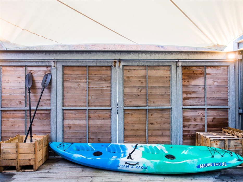 Kayak on boat deck