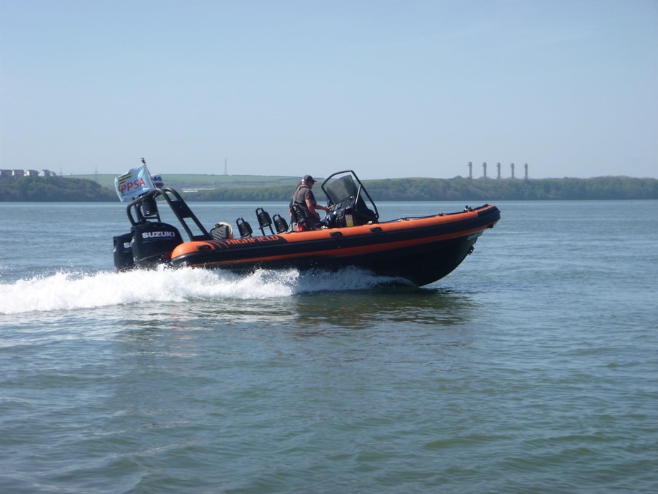 Taking the boat out. Pembrokeshire Powerboating and Sailing Academy run RYA Powerboat training courses on the River Cleddau and Milford Haven Estuary
