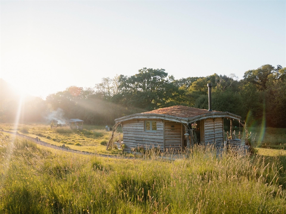 Golden Hour at Erwain Escapes - Luxury Glamping Cabins with Hot Tubs - Brecon Beacons
