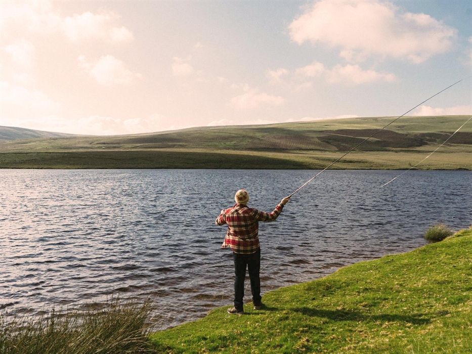 Fishing in the Elan Valley on a summers day.