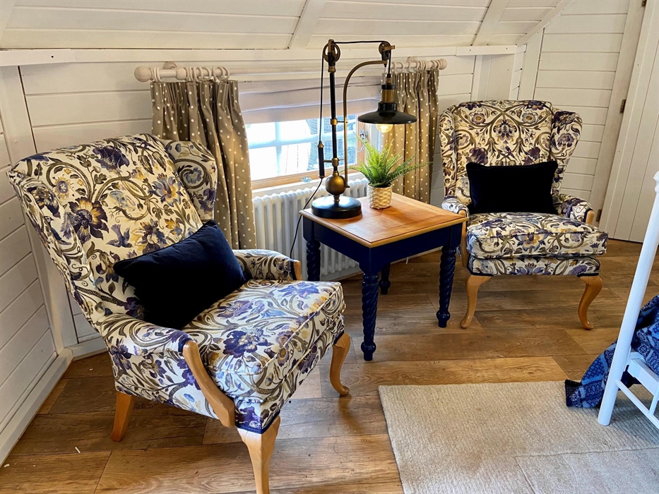 One of the first pieces we bought when kitting out the cabins, our comfortable "Liberty" armchairs are the perfect perch from which to sit and watch t