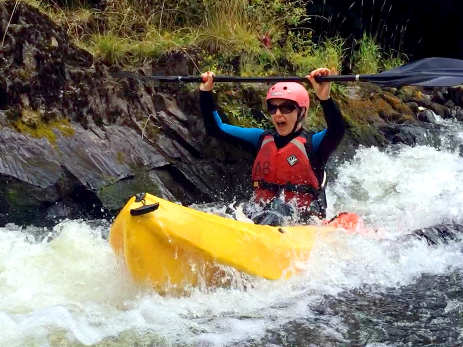 White water kayaking on the river in Llandysul