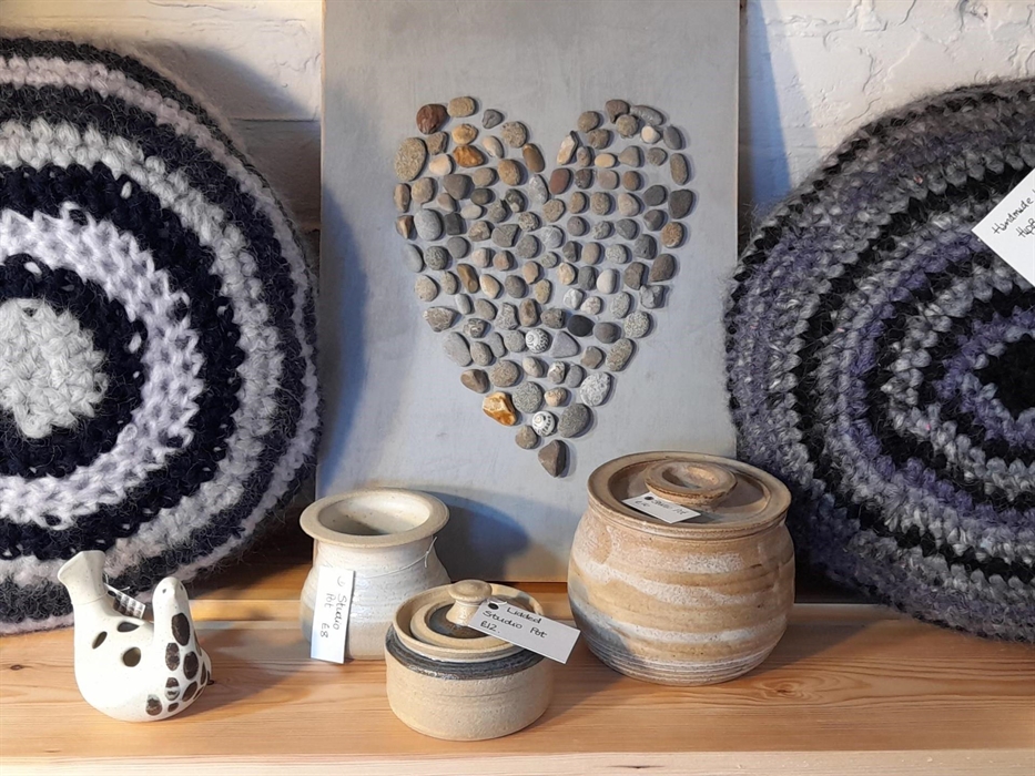 Examples of hand made crafts for sale in our shop