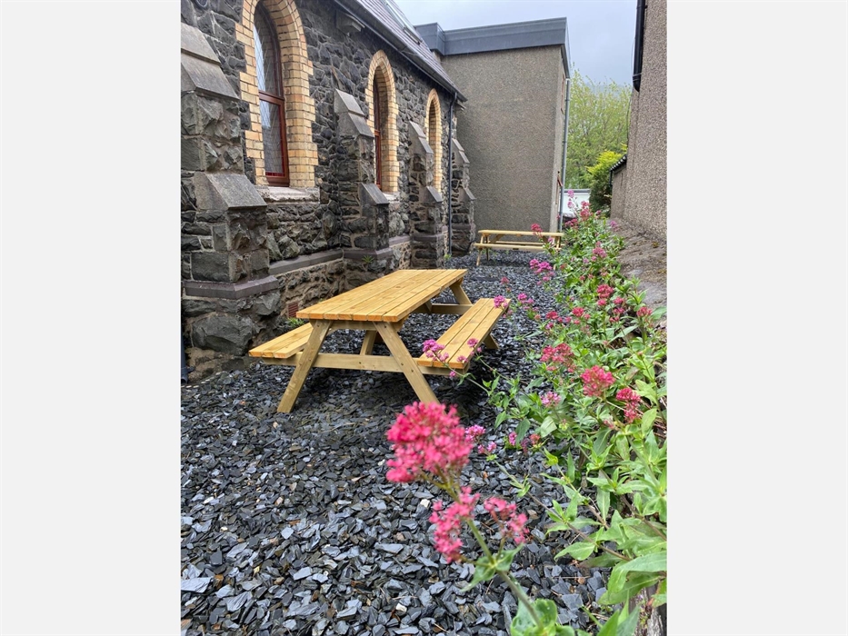 Gated area at the rear of the chapel