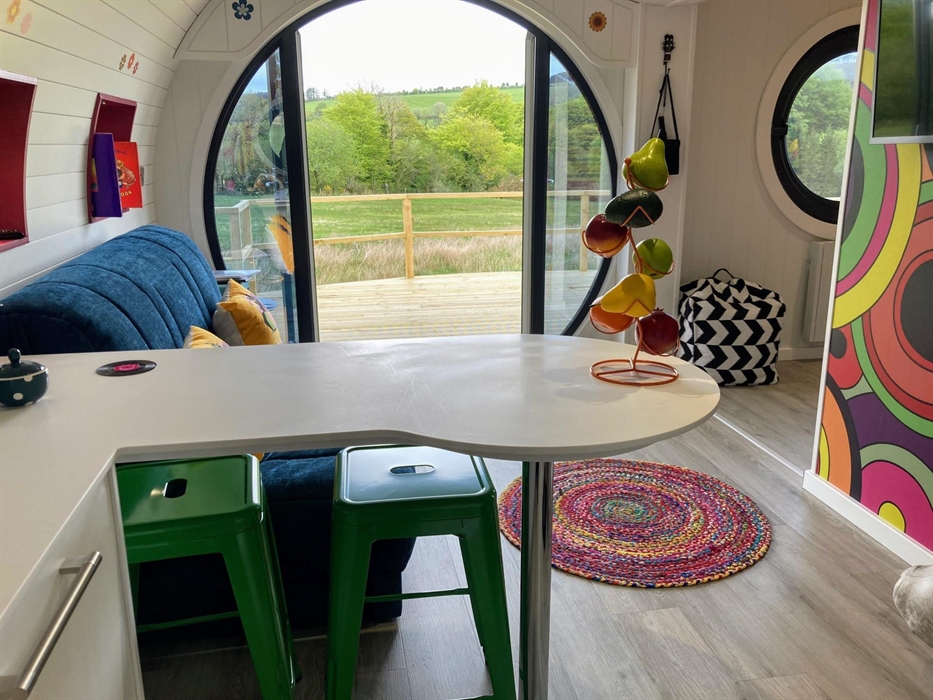 Let's Glamp Retro Luxury Glamping in West Wales  Beatles  looking out