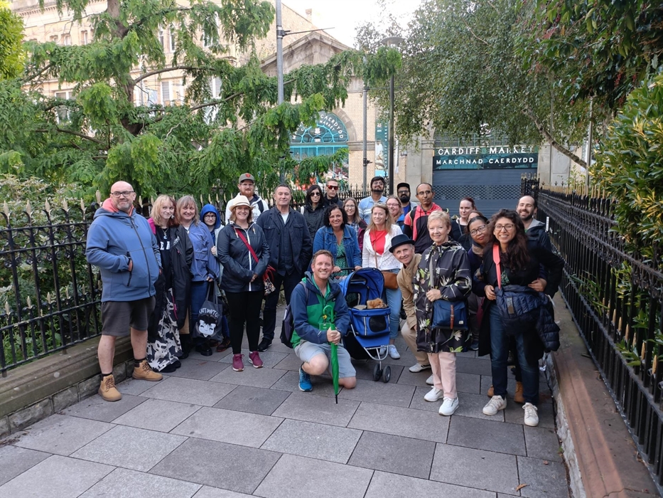 The Cardiff guided walking tour taking place outside Cardiff Market