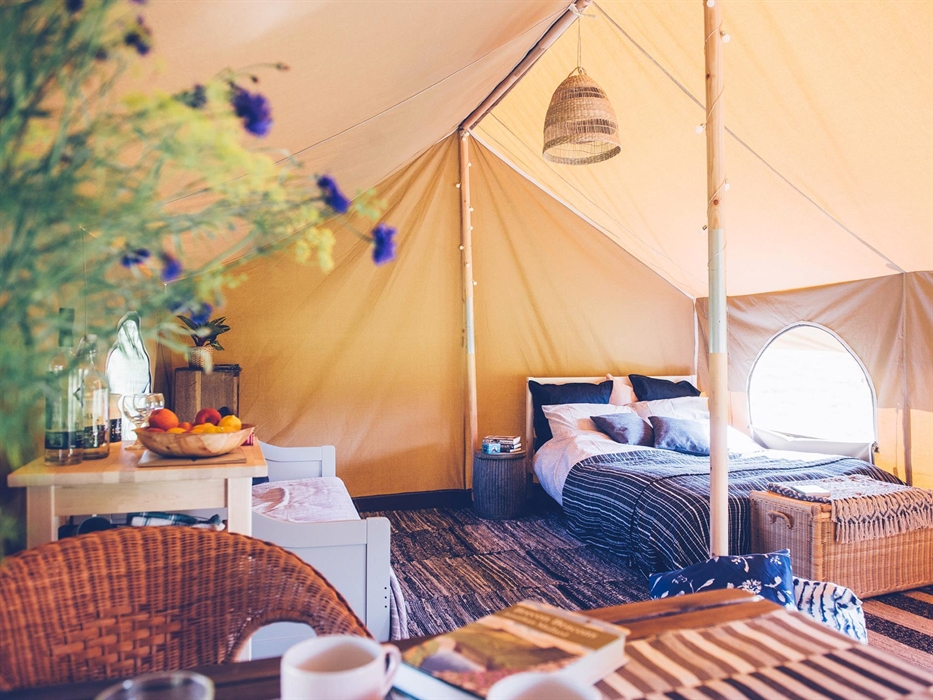 Tent interior at Nantseren glamping