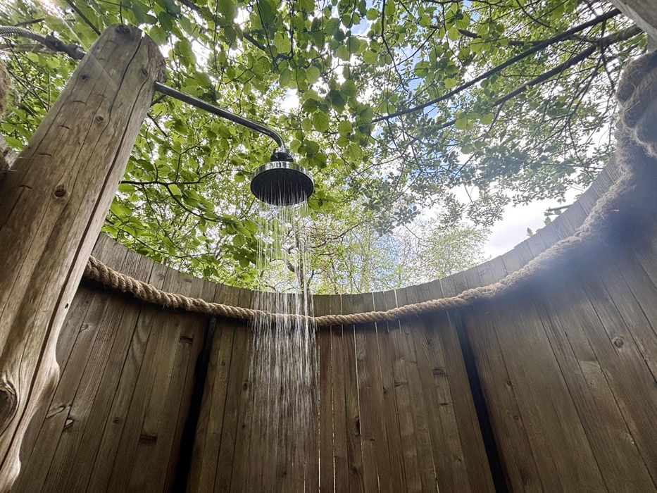 The outdoor Shower of one of our woodland hideaway