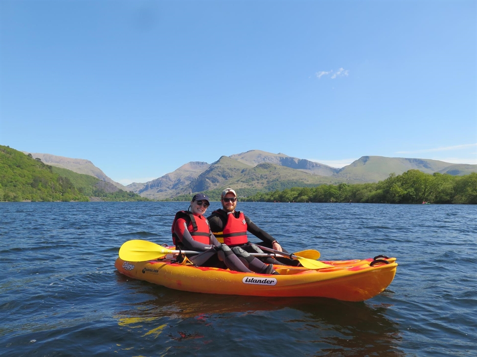 Hire kayaks and explore Llyn Padarn. Boulder Adventures watersports centre, next to the Slate Museum railway line, Llanberis.