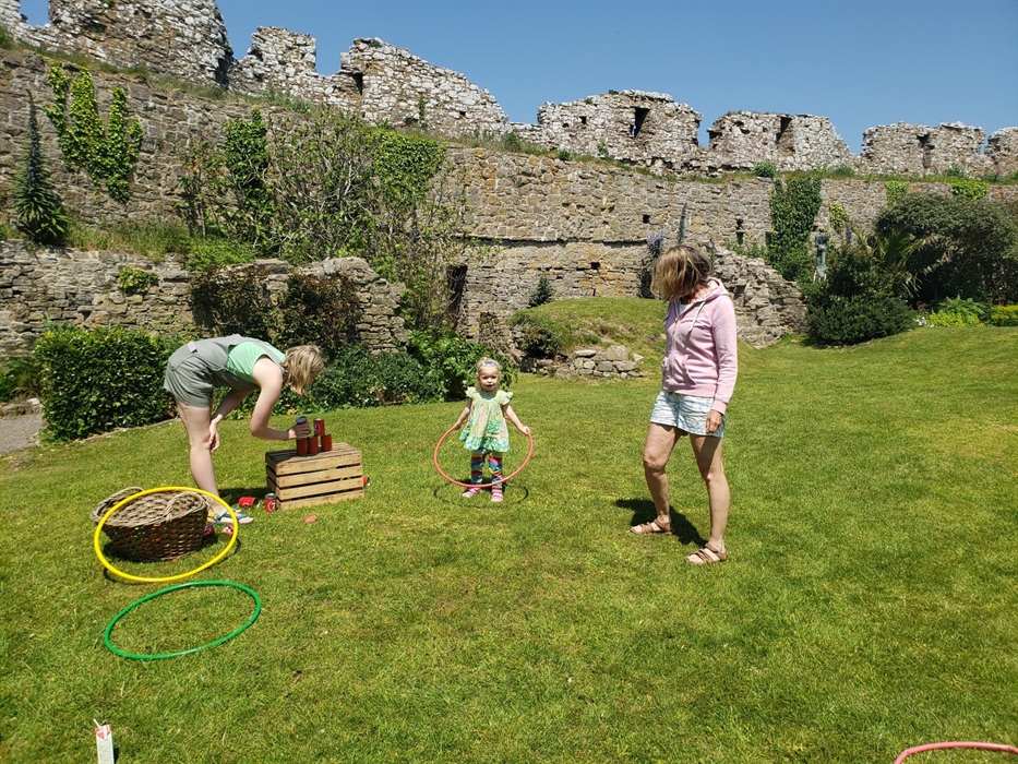 Family enjoying the outdoor games