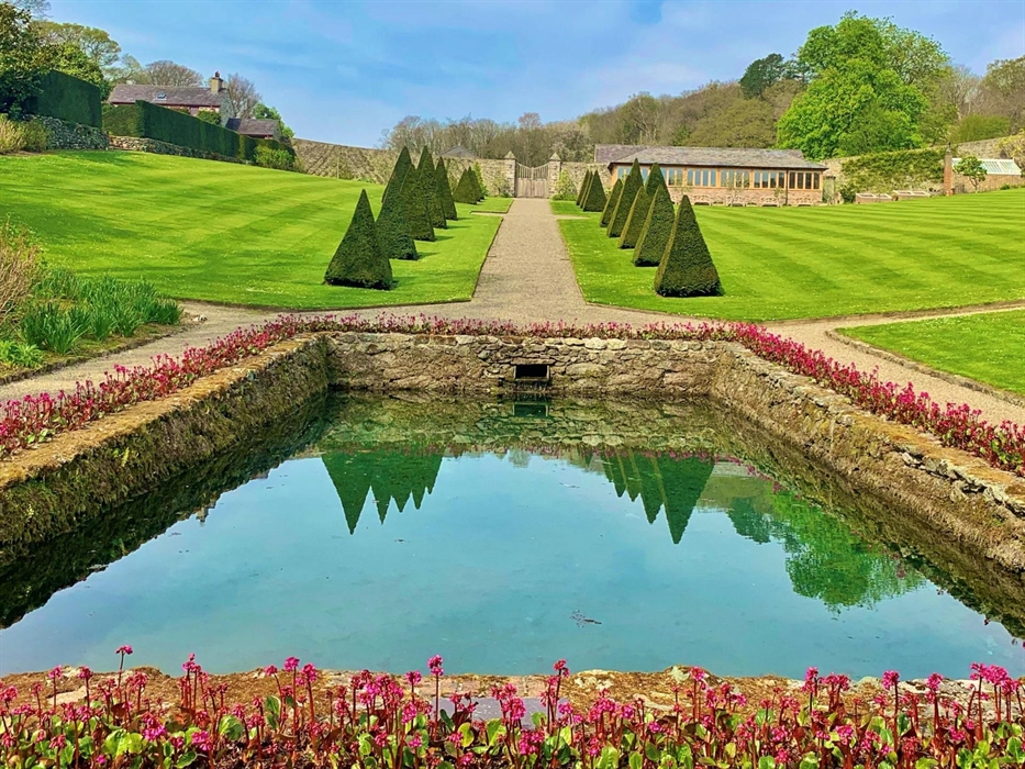 Pool & Yew Walk at Plas Cadnant, Spring by Patrick Davies