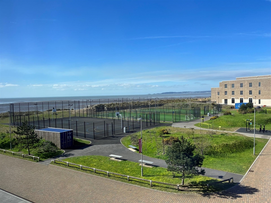 A view from above of multi use games areas for sport.