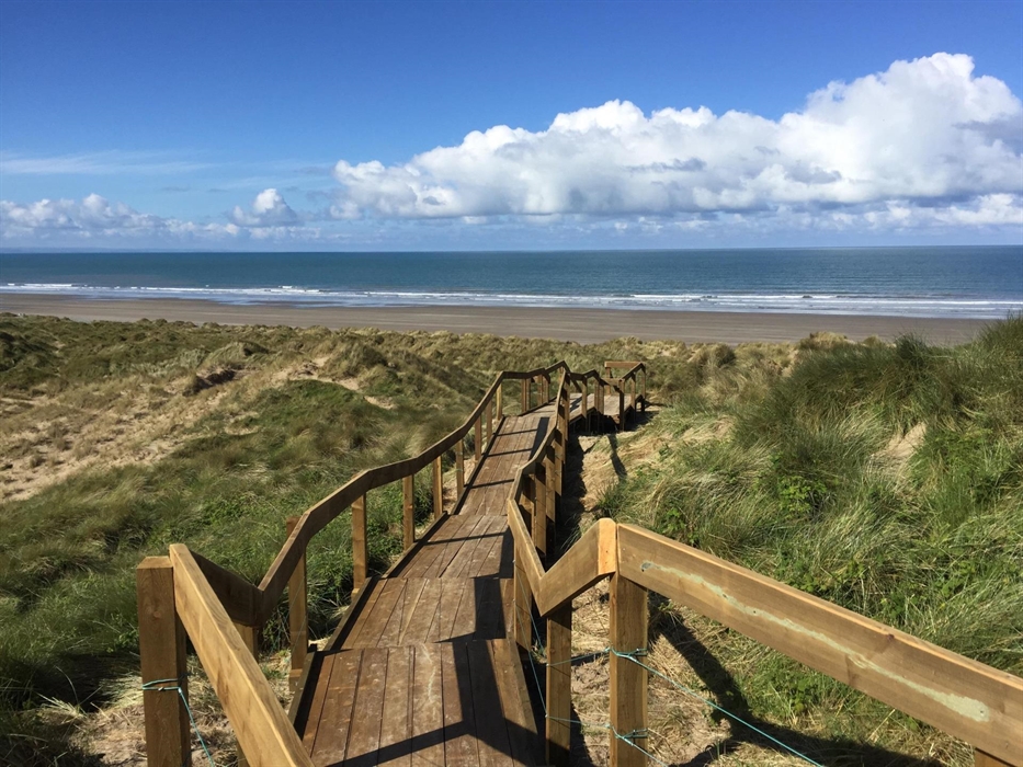 Boardwalk through dunes