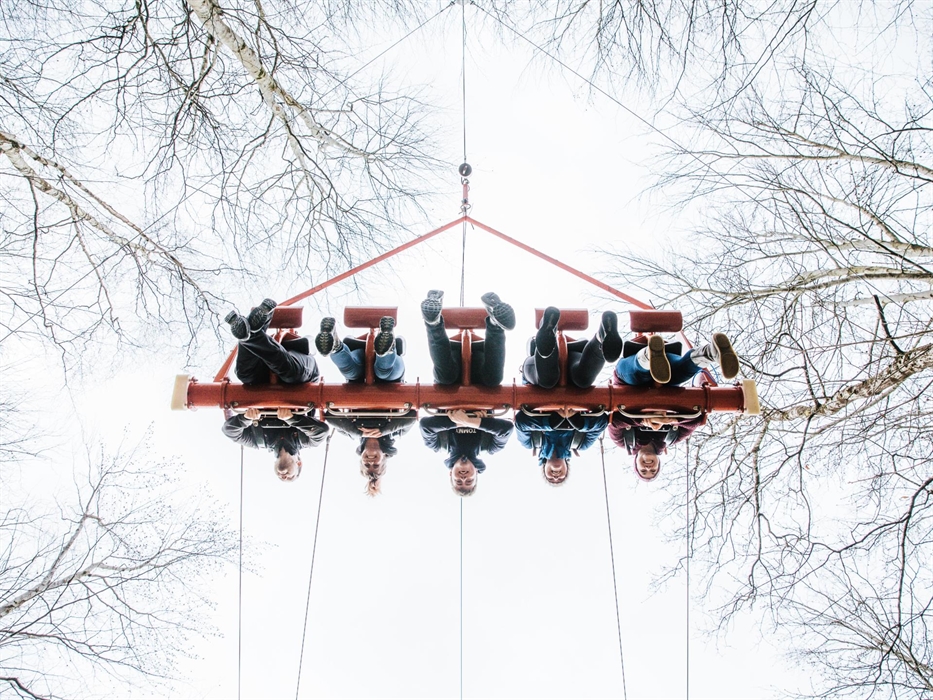 Suspended on Skyride before the big drop
