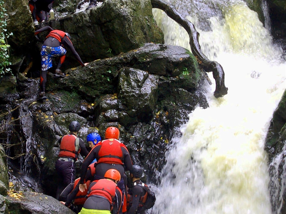 Gorge walking at Dinas rock