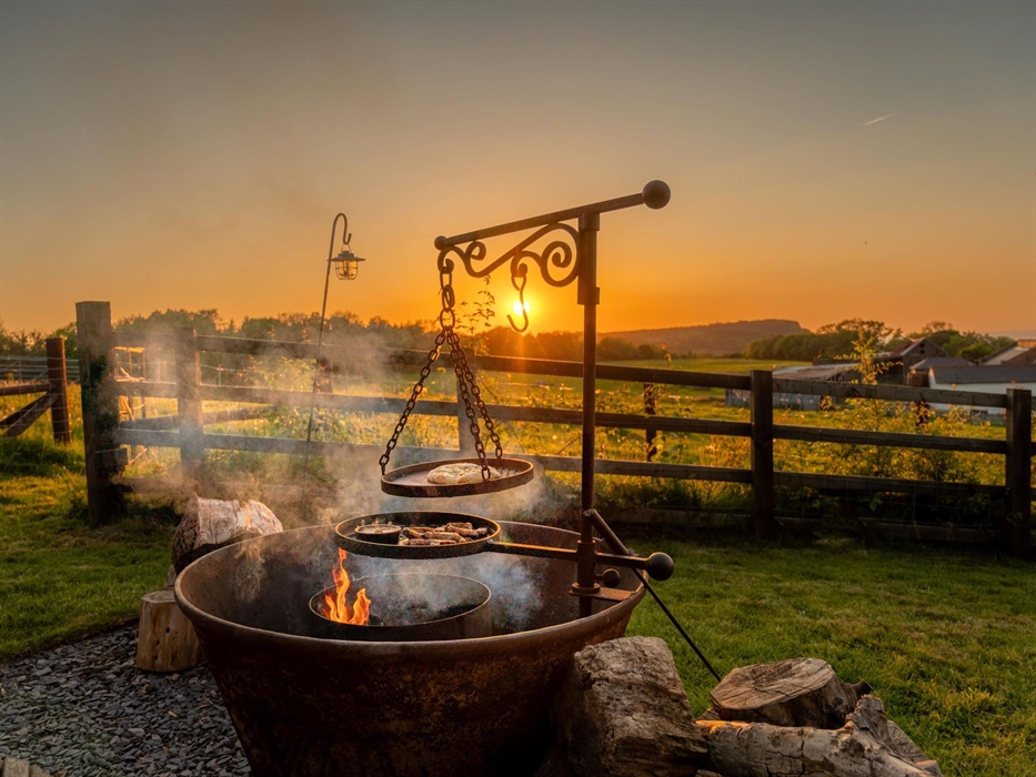 Large Fire pit with stunning views.