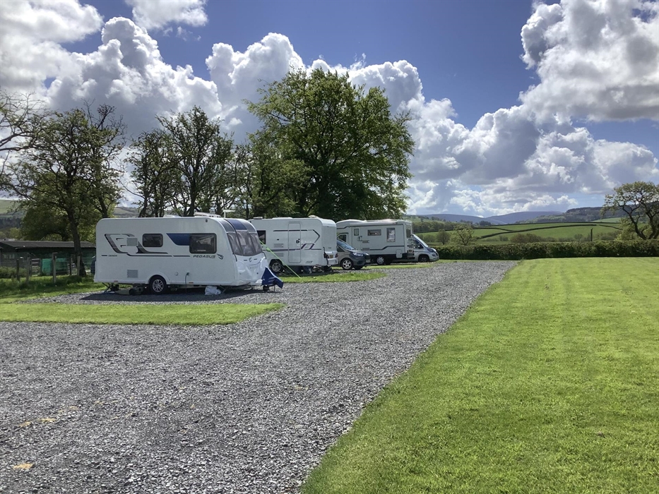 Our hardstandings with a view of the Black Mountains in the background