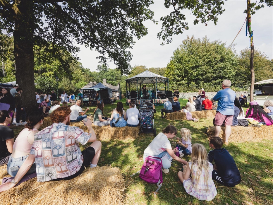 People enjoying music on Gwalia Green