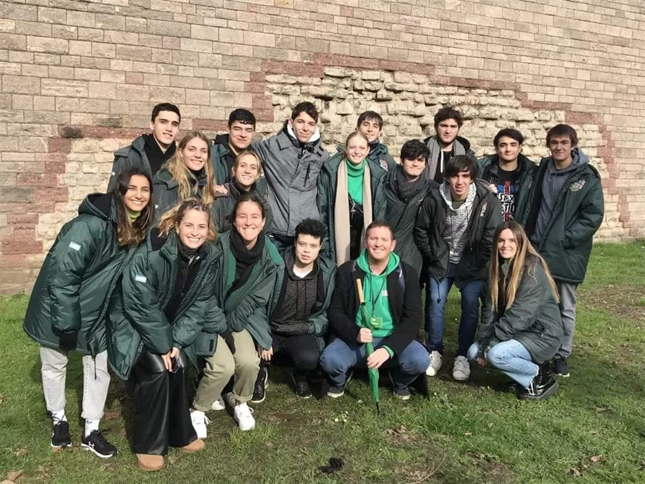 Outside the walls of Cardiff Castle with a high school group from Buenos Aires.