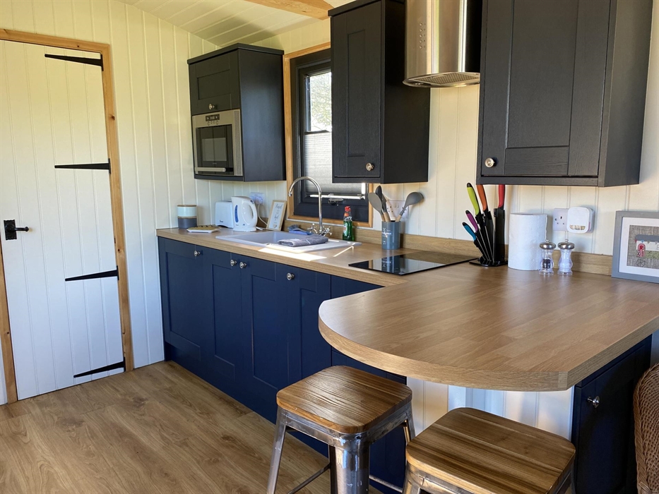 Beautiful and fully equipped for self catering.  Includes electricity, double bed, tv electric log burner and own toilet/shower.  Cost also includes l