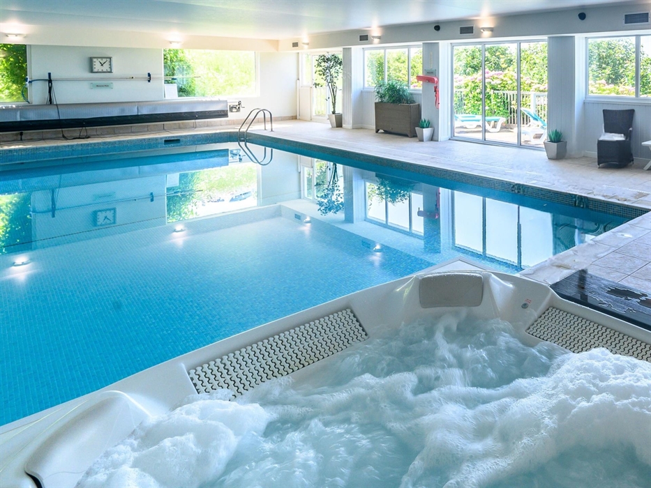 Relax and unwind after a busy day in our indoor swimming pool and spa bath whilst soaking up the view