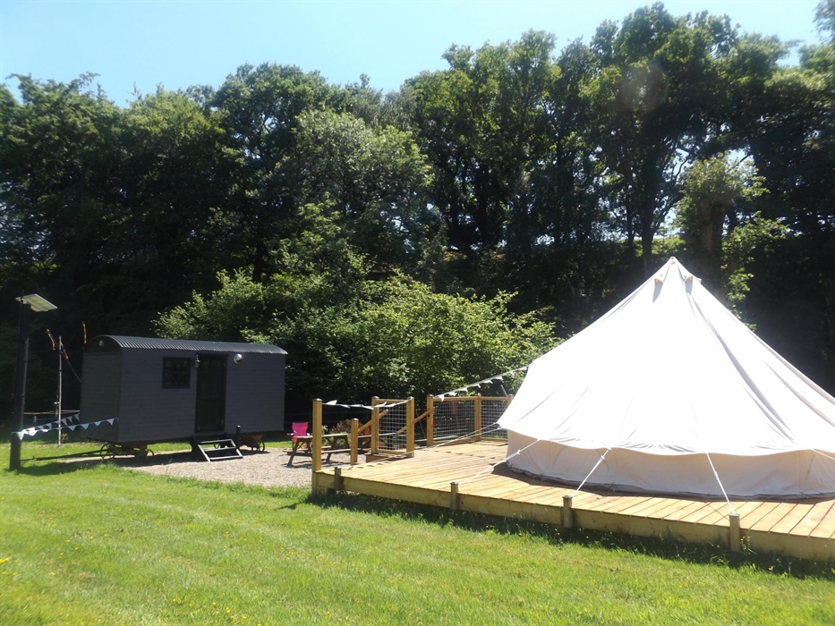 Large Bell Tent at Camp Cynrig Glamping, sleeps a family of 6