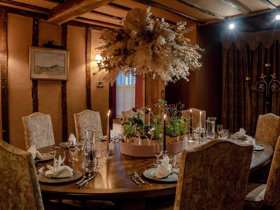 The original dining room in the Hall is perfect for intimate dinner parties